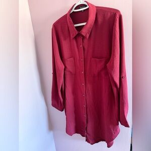 Papillon Cranberry Button-Up Tunic
